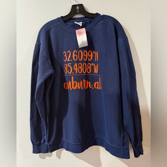 NWT Comfort Colors “AUBURN” Navy Sweatshirt Size Medium - Picture 1 of 4